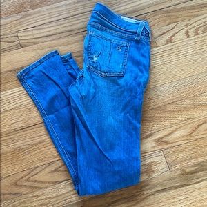 Rag and Bone Medium Wash Ripped Ankle Jeans
